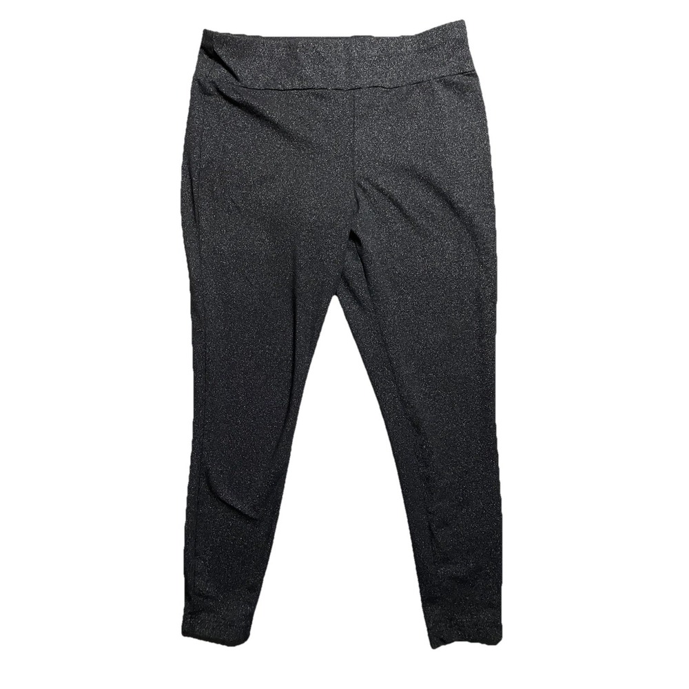 Women's Terra & Sky 0X 14W High Rise Fitted Black Silver Leggings Plus Size Yoga